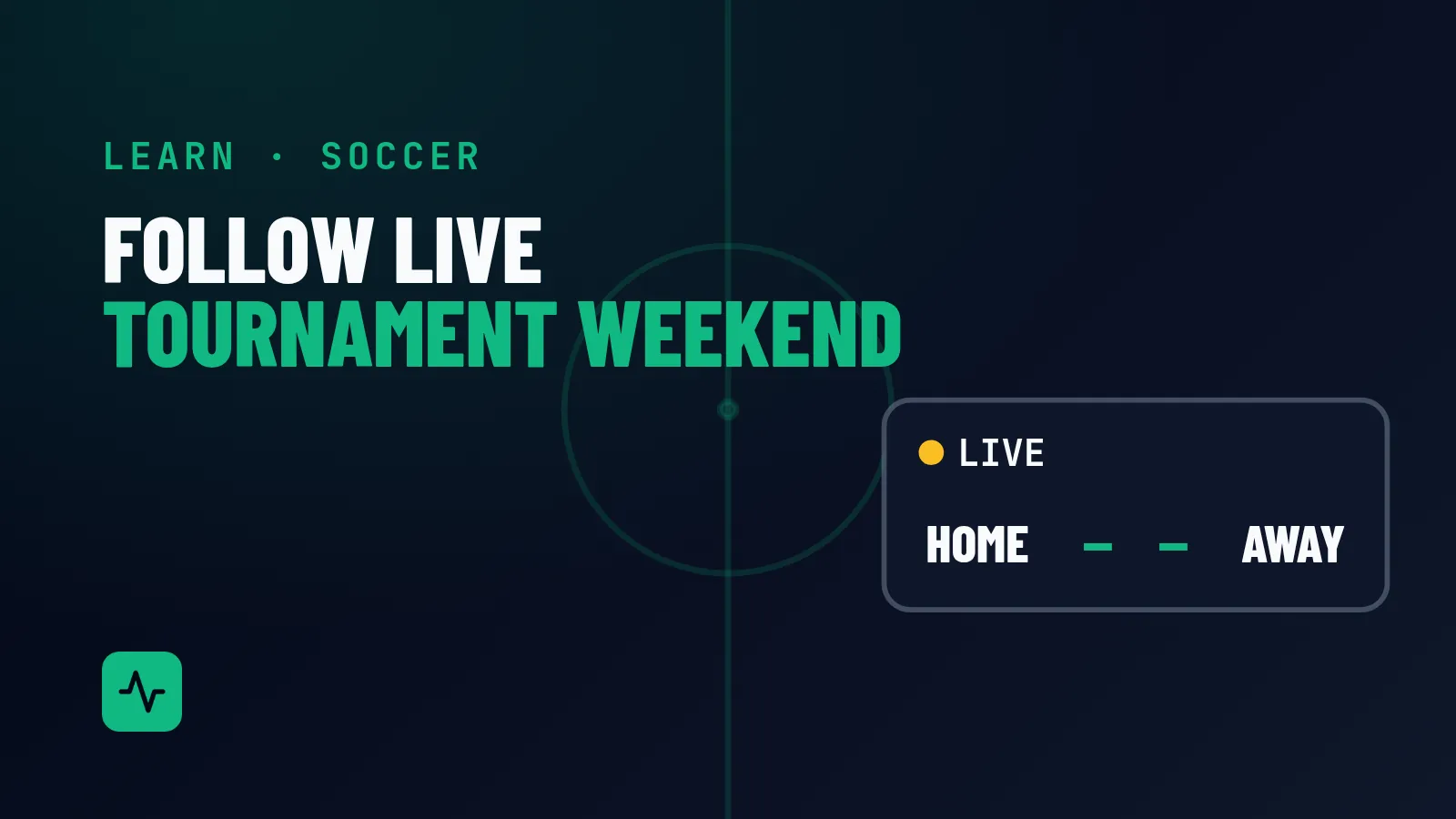 Follow Your Team Live at a Tournament Weekend. Graphic of a live scoreboard strip.